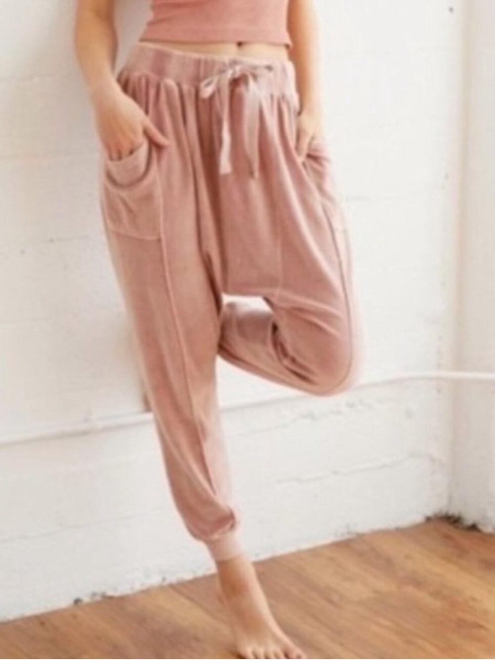 FP/ Free People Movement In The Slick Of it Velour Harem Pant Size M